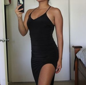Sexy black slit dress